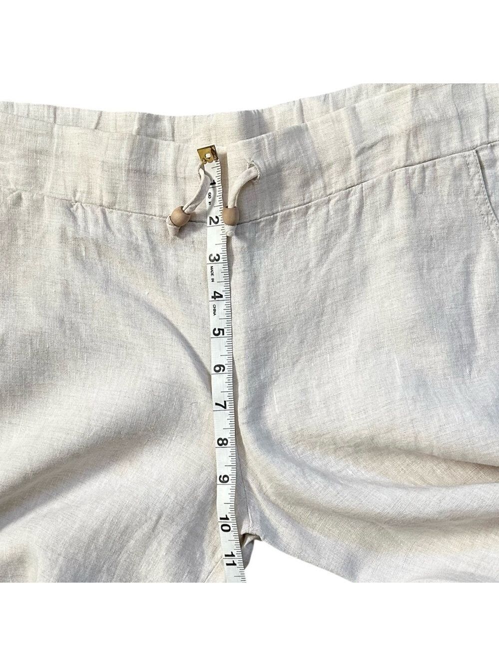 ecoSkin 100% Linen High Rise Wide Leg Pants Natural Beige Size Large - Picture 5 of 9
